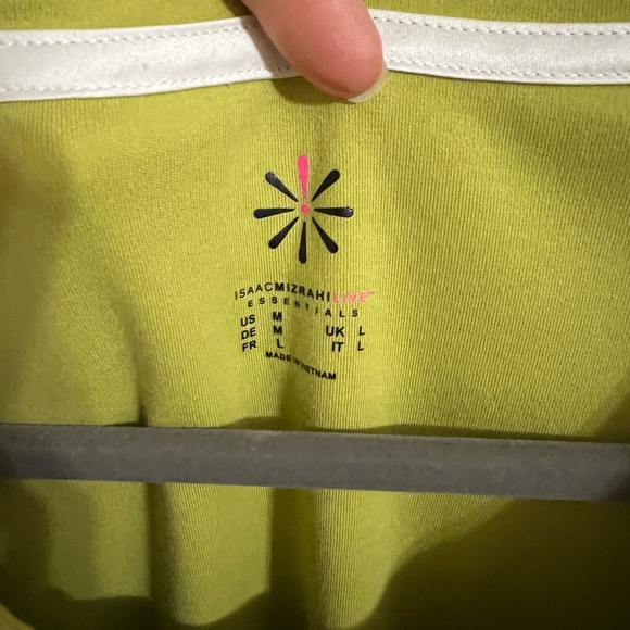 Pima cotton top sz M Issac Mizrahi 3/4 sleeves green pear - Picture 3 of 8